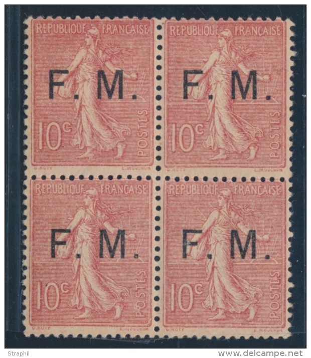 N&deg;4 - Bloc De 4 - 10c Rose - Certificat Behr - TB - Military Postage Stamps