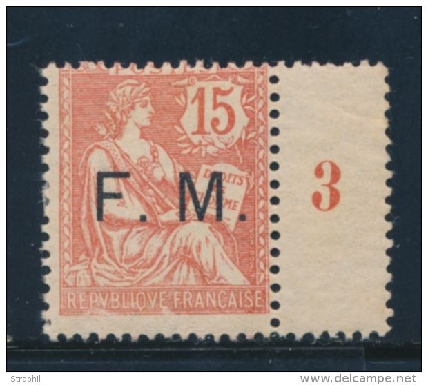 N&deg;2 - 15c Verminnon + Mill. 3 (c&ocirc;t&eacute; Droit) - TB - Timbres De Franchise Militaire