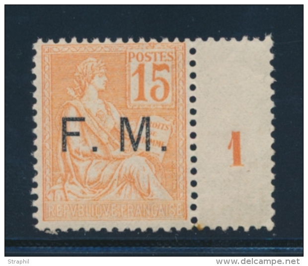 N&deg;1 - 15c Orange + Mill. 1 - TB - Timbres De Franchise Militaire