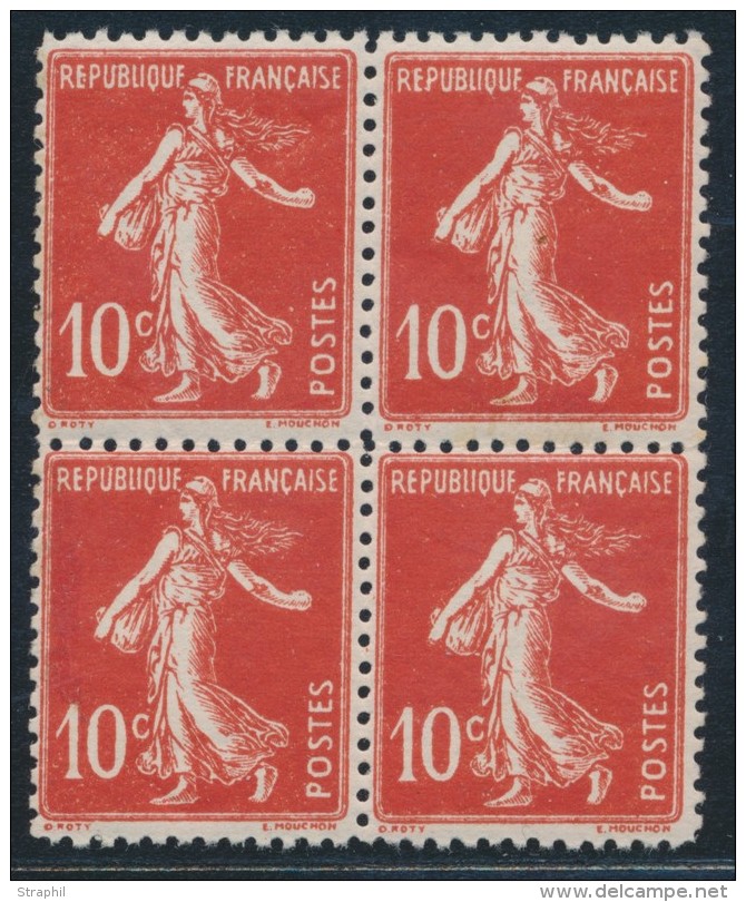 N&deg;138 - Bloc De 4 - FAUX DE TURIN  - TB - 1906-38 Sower - Cameo