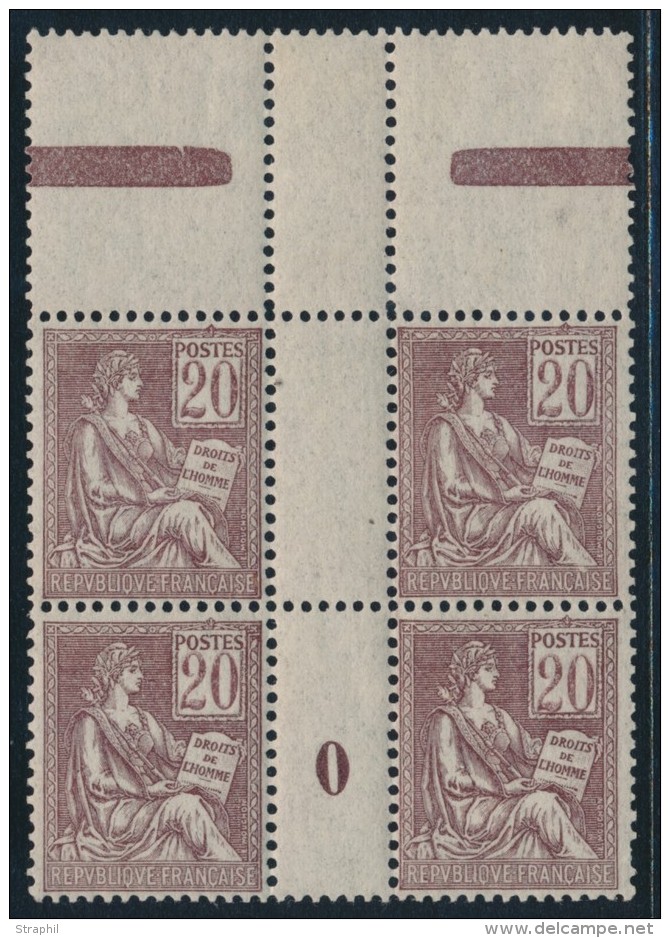 N&deg;113 - Bloc De 4 - Mill. 0 Avec Interpanneau - TB - 1900-02 Mouchon