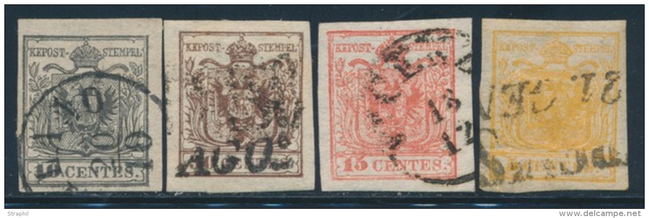 N&deg;1/4 - 4 Valeurs - TB - Lombardo-Vénétie