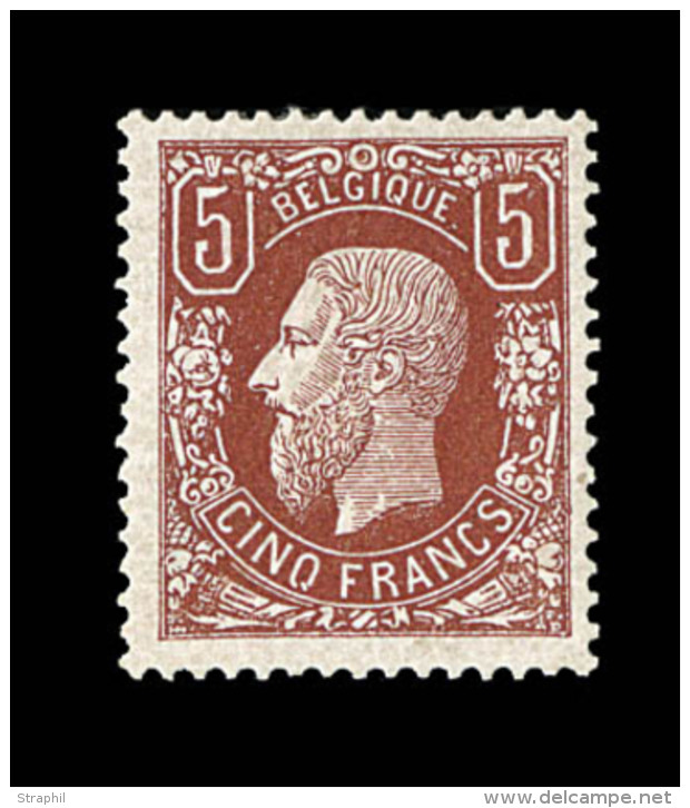 N&deg;37 - 5F Brun Rouge - TB - 1869-1883 Léopold II