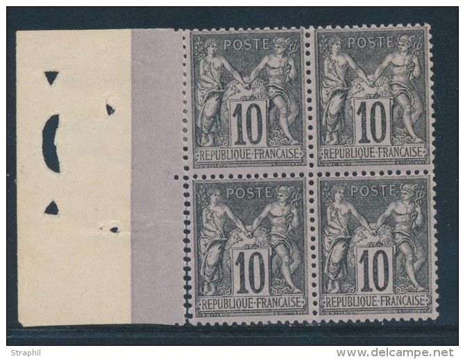 N&deg;103 - Bloc De 4 - BDF Avec Perfo De Contr&ocirc;le - 2 Ex ** - TB - 1876-1878 Sage (Type I)