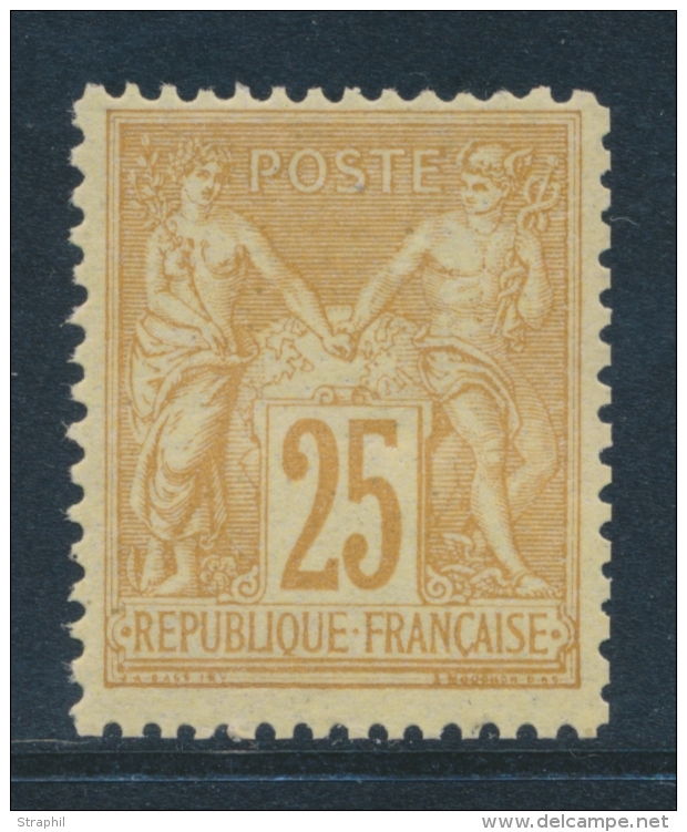 N&deg;92 - 25c Bistre Jaune - TB - 1876-1878 Sage (Type I)