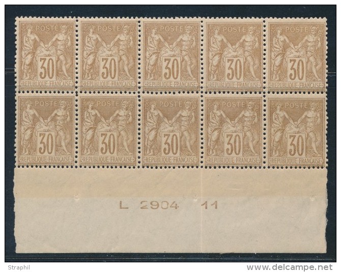 N&deg;80 - 30c Brun-jaune En Bloc De 10 - BDF - Avec N) De Machine - TB - 1876-1878 Sage (Type I)