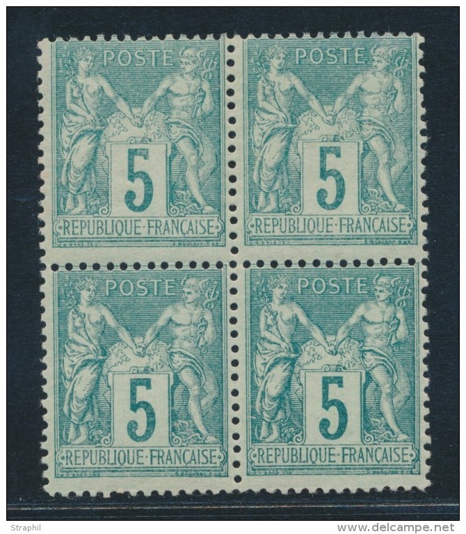 N&deg;75 - 5c Vert - Bloc De 4 - TB - 1876-1878 Sage (Type I)