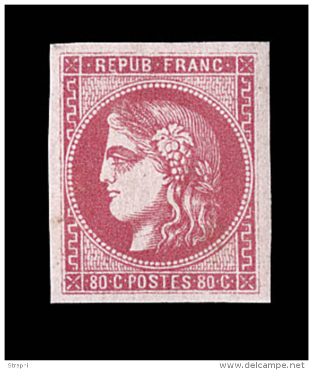 N&deg;49 - 80c Rose - Sign&eacute; Brun - TB - 1870 Bordeaux Printing