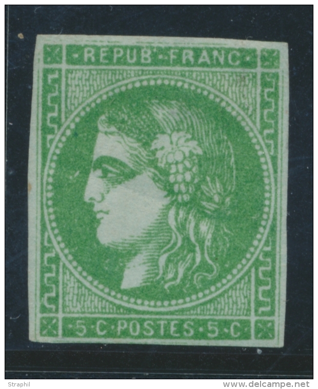 N&deg;42Ba  Vert Jaune Fonc&eacute; - Gomme Brun&acirc;tre - Petites Marges - 1870 Bordeaux Printing