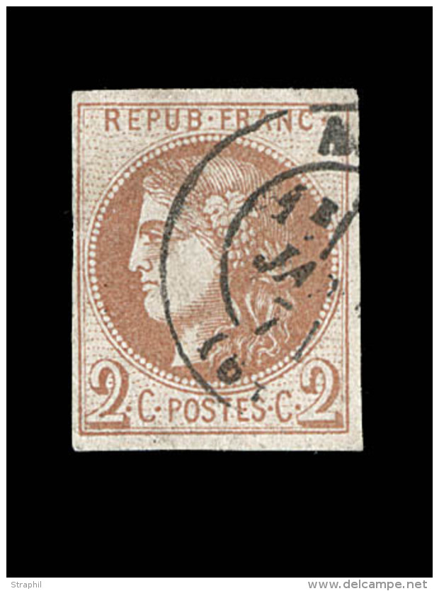 N&deg;40Ab - 2c Brun -rouge - Position 4 - Obl C&agrave;d - Janvier 1871 - Cerif. Calvee - TB - 1870 Emission De Bordeaux