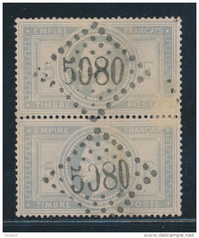 N&deg;33 - 5F Napol&eacute;on - Paire - Obl. GC 5080 (Alexandrie) - Sign&eacute; - TB - 1863-1870 Napoléon III Lauré