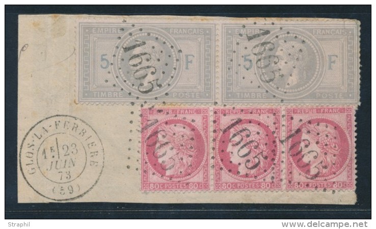 N&deg;33 (x2), 57 - Chaque T. Obl. GC 1665 + C&agrave;d Glos La Ferriere - 23/6/73 - TB - 1863-1870 Napoléon III Lauré