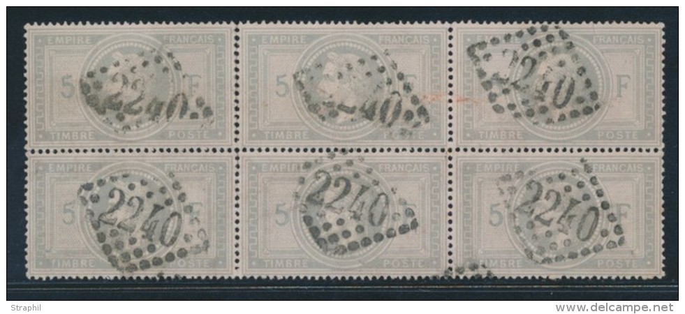 N&deg;33 - Bloc De 6 - Obl. GC 2240 - Petite Fente S/3&egrave;me Ex En Haut - Sinon Rare - 1863-1870 Napoléon III Lauré