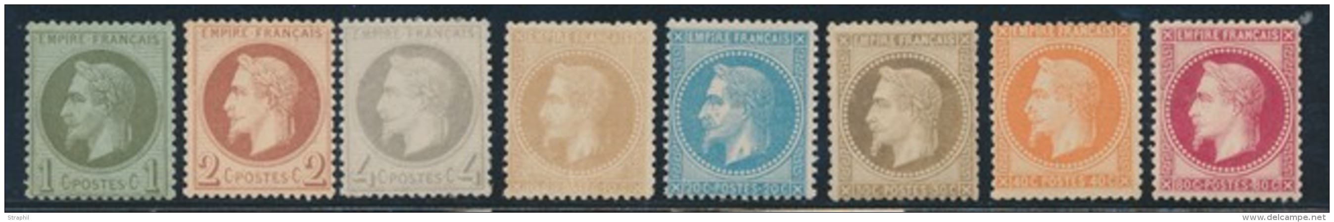 N&deg;25/32 - Les 8 Val - TB - 1863-1870 Napoléon III Con Laureles