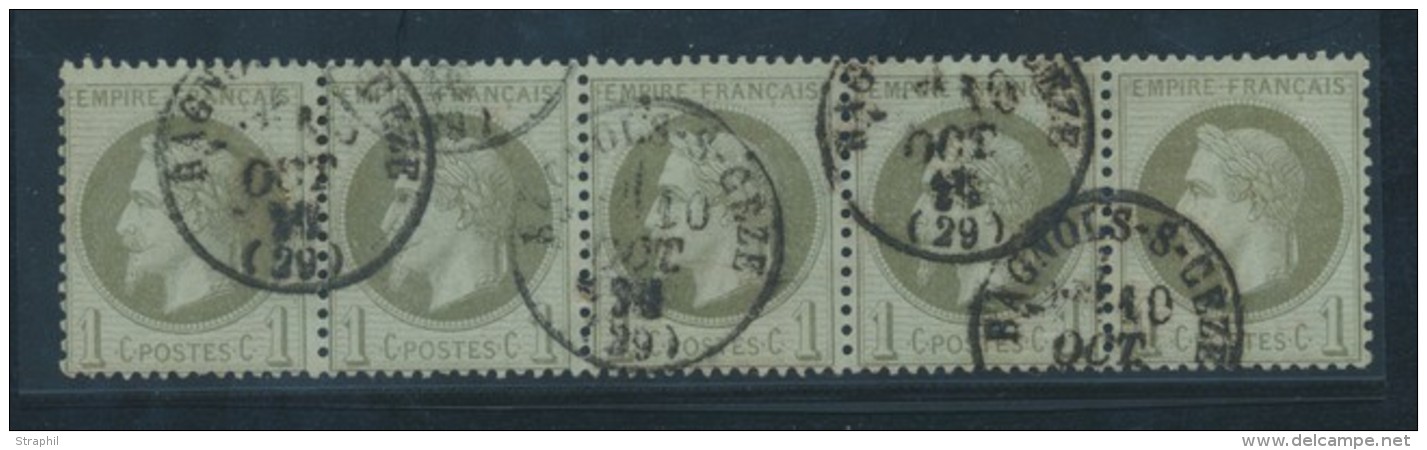 N&deg;25 - Bde De 5 - Obl. T16 Bagnols S/C&egrave;ze - TB - 1863-1870 Napoléon III Lauré