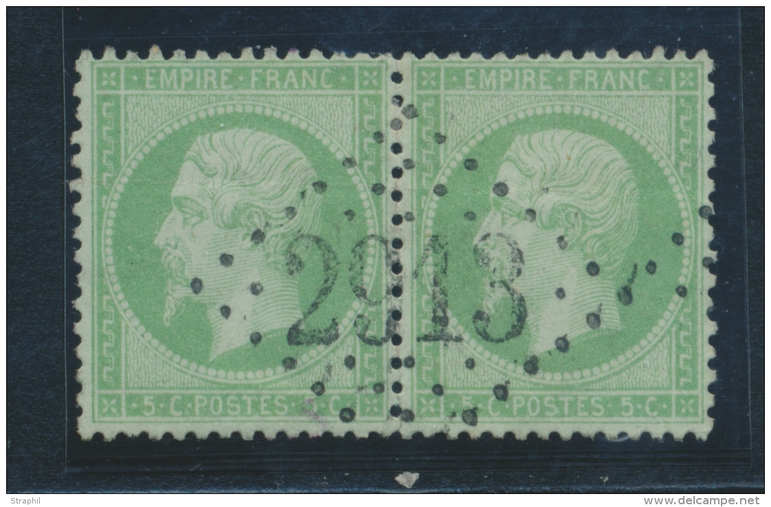 N&deg;20 - Paire - Obl. GC 2913 - TB/SUP - 1862 Napoléon III