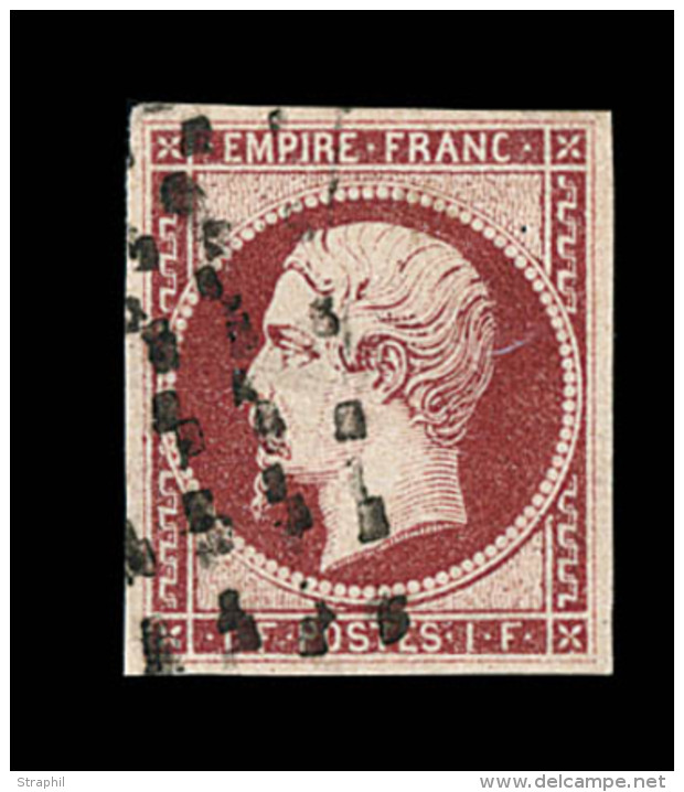 N&deg;18 - 1F Carmin - Certif. Scheller - TB - 1853-1860 Napoléon III