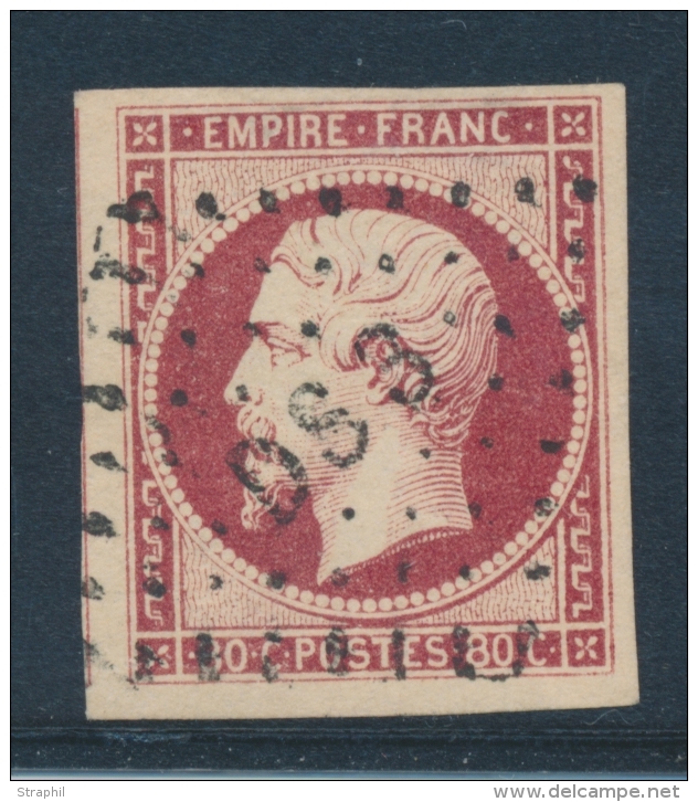 N&deg;17Al - Carmin Fonc&eacute; - Obl. Romain DS3 - TB - 1853-1860 Napoléon III