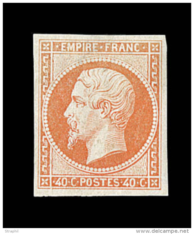 N&deg;16 - 40c Orange - Sign&eacute; B&uuml;hler + Certif. Weid - L&eacute;ger Pli - Asp. Sup - 1853-1860 Napoléon III