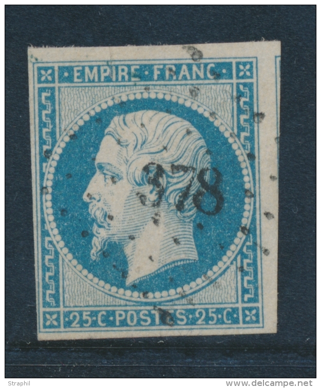 N&deg;15 - Filet Voisin - Obl. PC 378 - TB - 1853-1860 Napoléon III
