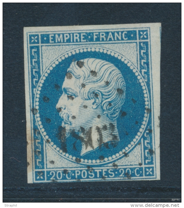 N&deg;14Ad - Bleu S/vert - 1 Filet Juste - Sinon TB - 1853-1860 Napoléon III