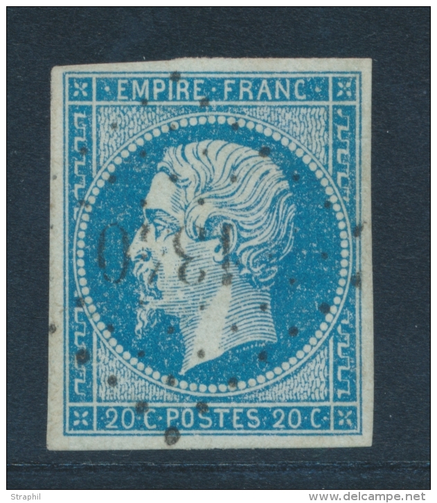 N&deg;14Ad - Bleu S/vert - Sign&eacute; Roumet - TB - 1853-1860 Napoléon III