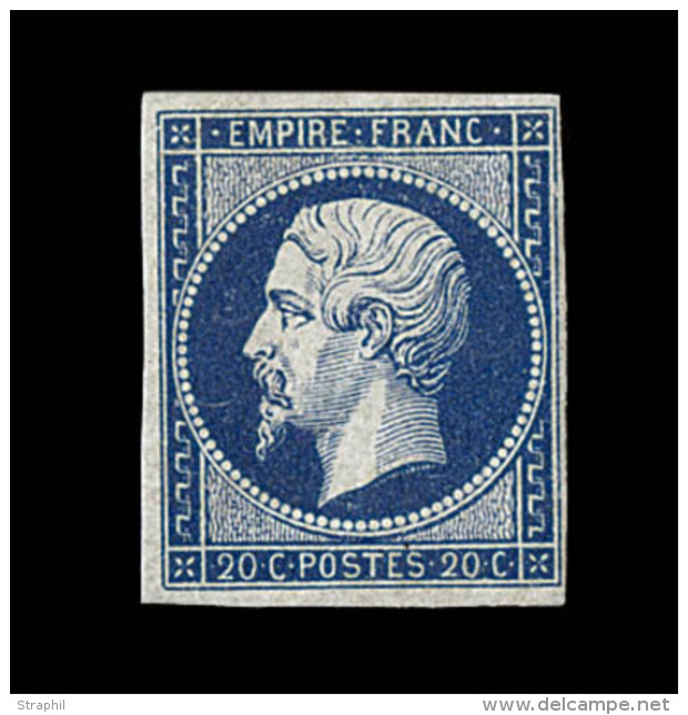 N&deg;14Ab - 20c Bleu Noir - Type I - Sign&eacute; - TB - 1853-1860 Napoléon III