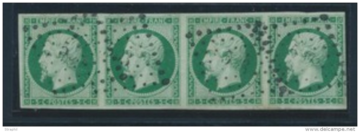 N&deg;12c - Bde De 4 - Vert Fonc&eacute; S/vert - Sign&eacute; Calves - TB - 1853-1860 Napoléon III