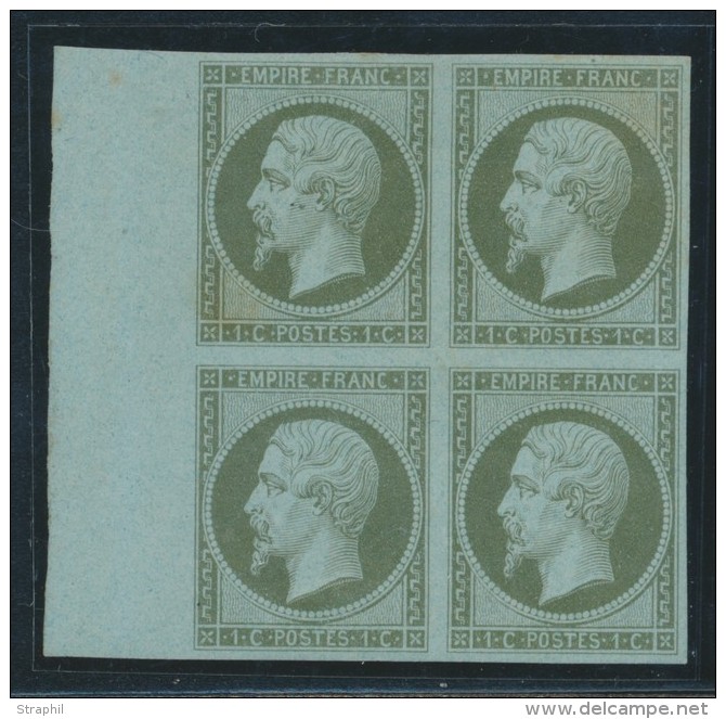 N&deg;11 - Bloc De 4 - BDF (10mm) - Charni&egrave;re L&eacute;g&egrave;re - TB - 1853-1860 Napoléon III