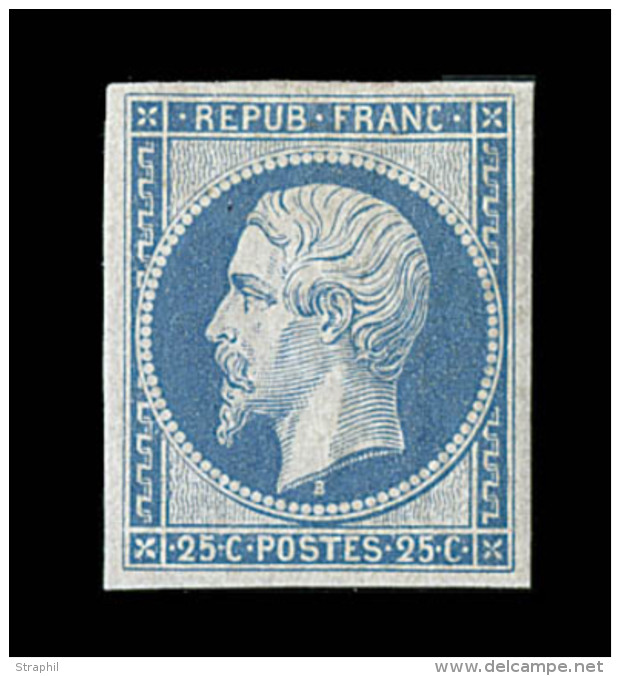 N&deg;10c - R&eacute;impression Du 25c Bleu - Notifi&eacute; Calves - TB - 1852 Louis-Napoléon