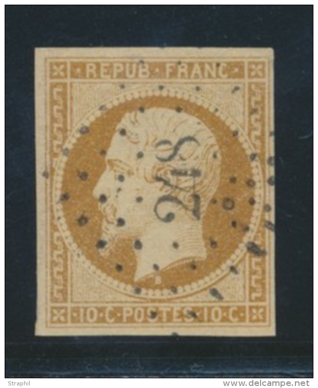 N&deg;9 - 10c Bistre - Sign&eacute; Brun - TB - 1852 Louis-Napoléon