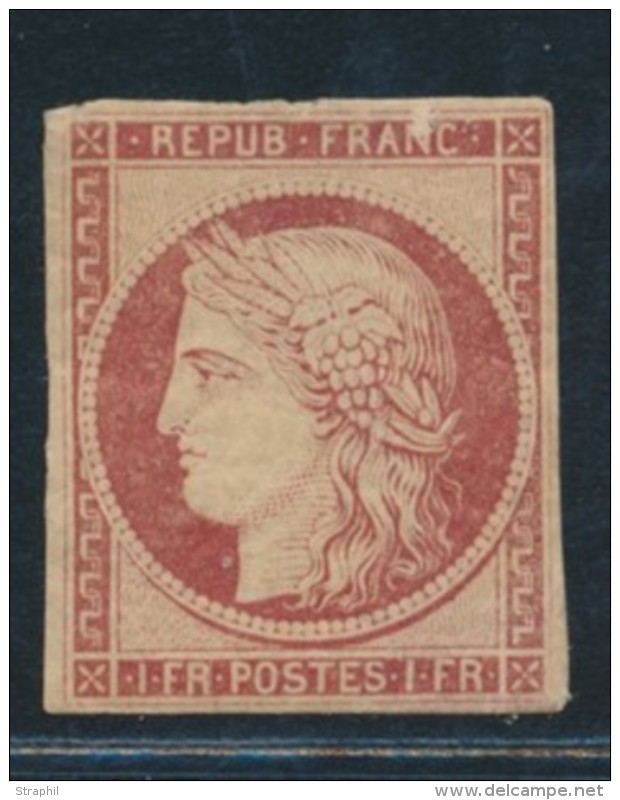 N&deg;6a - 1F Carmin Clair Tirant S/le Rouge Brun - D&eacute;fts - 1849-1850 Ceres