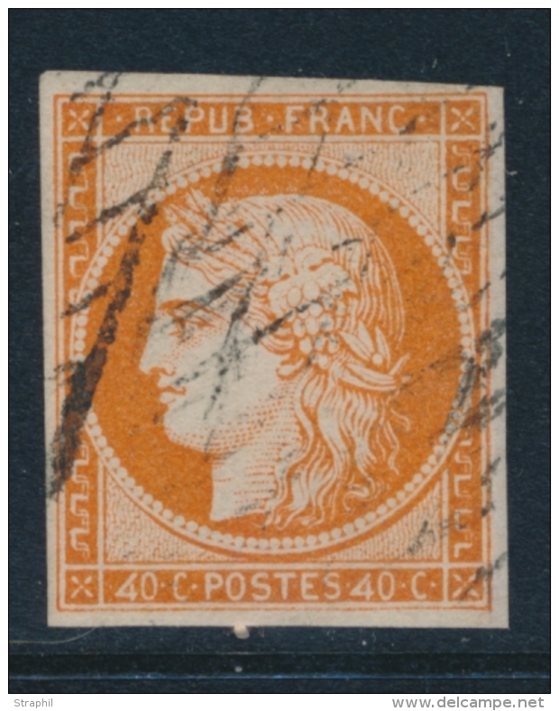N&deg;5d - 40c Orange - Vari&eacute;t&eacute; "4 Retouch&eacute;" - Sign&eacute; - TB - 1849-1850 Cérès