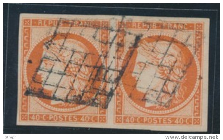 N&deg;5a - 40c Orange Vif - Paire Horiz. - TB - 1849-1850 Cérès