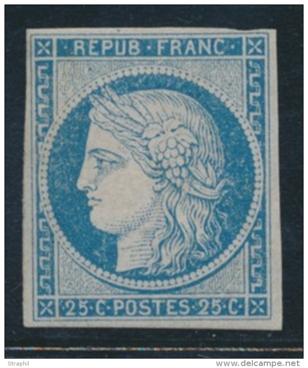 N&deg;4 - 25c Bleu - Petites Marges - Rare - Certif - B - 1849-1850 Cérès