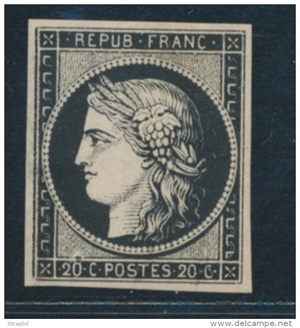N&deg;3f - 20c Noir - R&eacute;impression Anneau Lune - TB - 1849-1850 Cérès