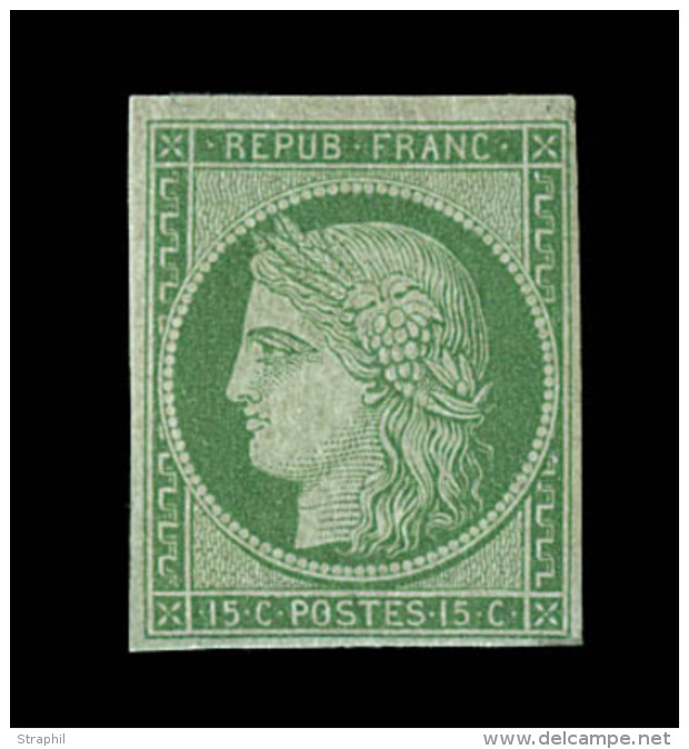 N&deg;2a - 15c Vert Clair - Replaqu&eacute; - Certif. Scheller - Asp. TB - 1849-1850 Ceres