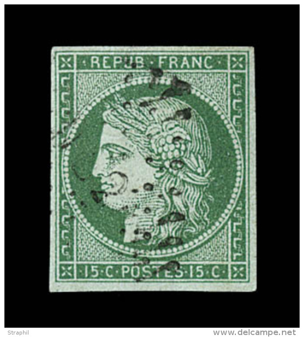 N&deg;2 - 15c Vert - Sign&eacute; Scheller - TB - 1849-1850 Cérès