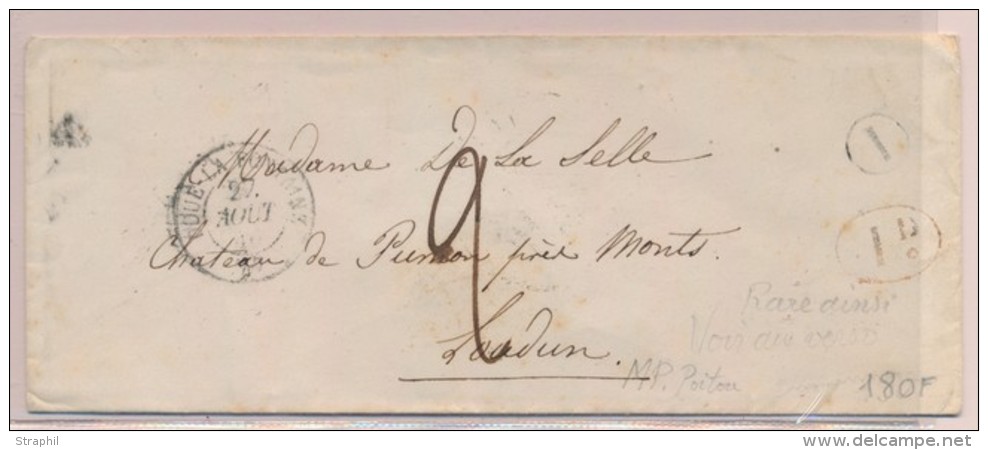 80 Monts S/Couesnes - Au Verso D'une Lsc - Obl Du 27/8/40 De Dou&eacute; La Fontaine - Pr Loudun - B/TB - 1801-1848: Vorläufer XIX