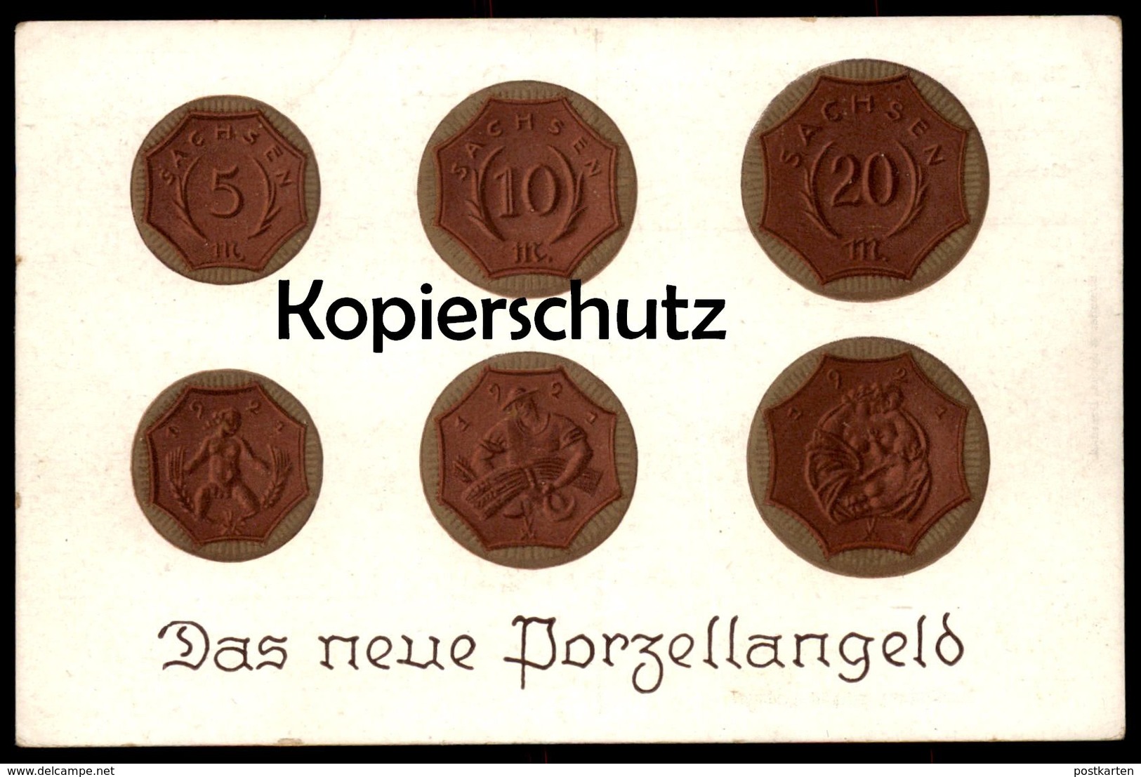 ALTE POSTKARTE DAS NEUE PORZELLANGELD MEISSEN Geld Money Coin Münze Postcard Ansichtskarte AK Cpa - Monnaies (représentations)