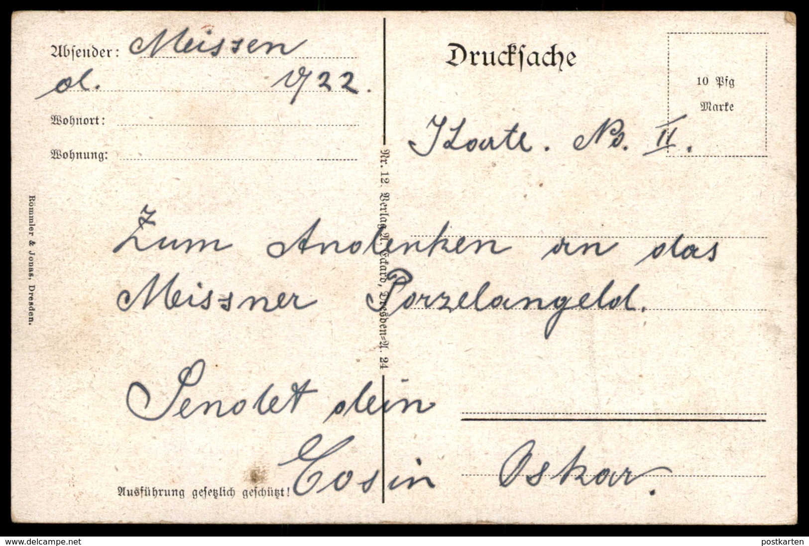 ALTE POSTKARTE DAS NEUE PORZELLANGELD MEISSEN Geld Money Coin Münze Postcard Ansichtskarte AK Cpa - Münzen (Abb.)