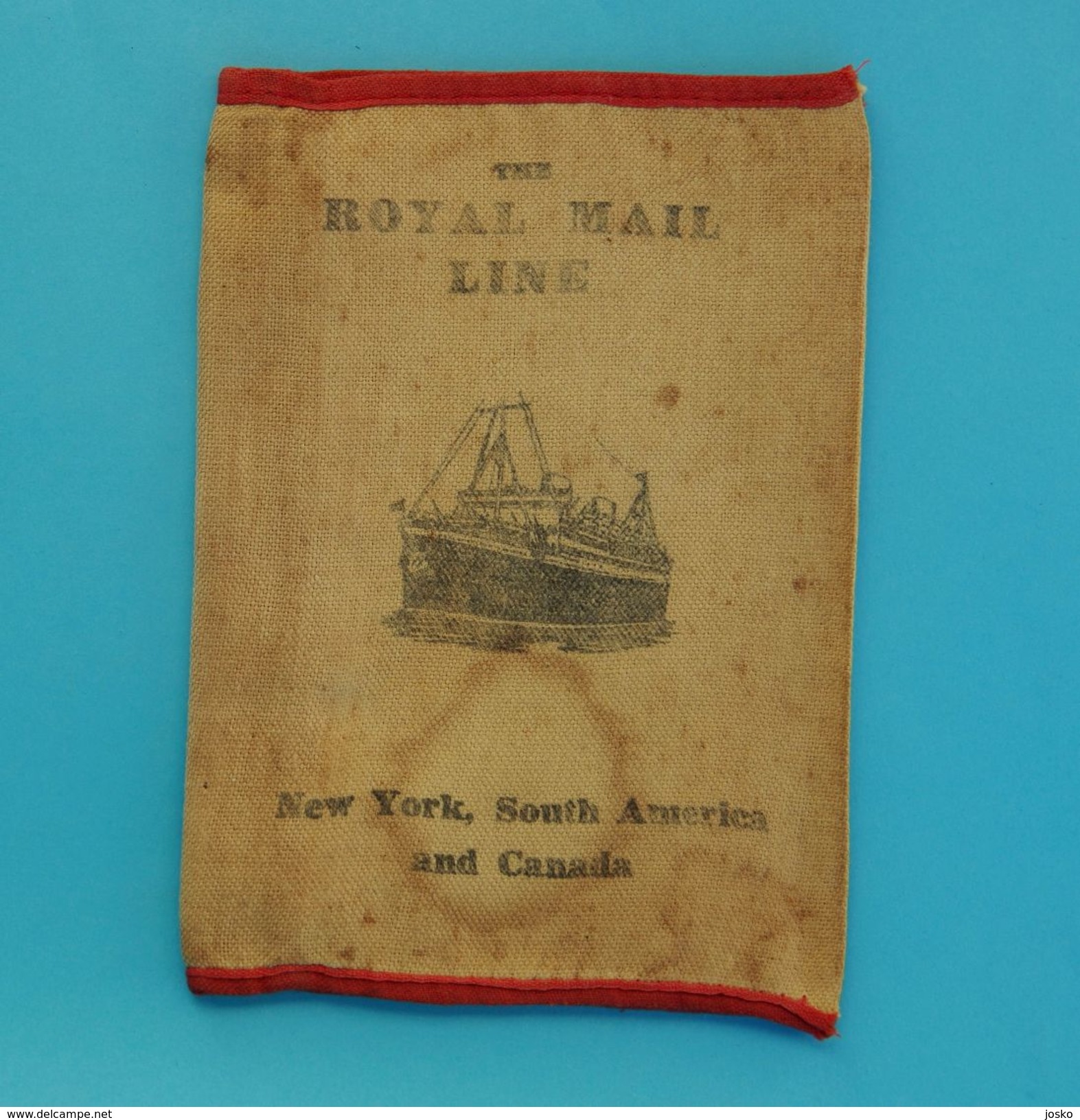 THE ROYAL MAIL LINE ( New York - South America - Canada ) Antique Canvas Emigrants Ticket And Passport Wallet Late 1800s - Autres & Non Classés