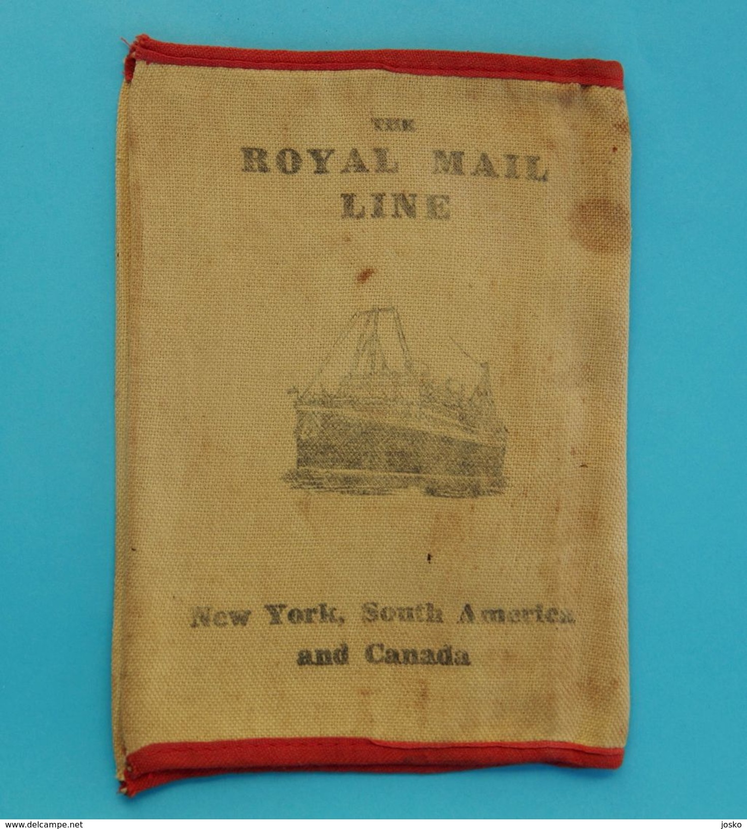 THE ROYAL MAIL LINE ( New York - South America - Canada ) Antique Canvas Emigrants Ticket And Passport Wallet Late 1800s - Other & Unclassified
