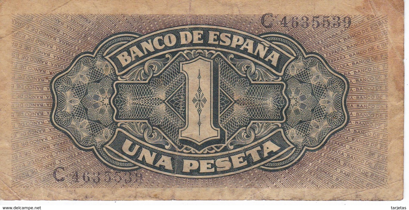 BILLETE DE ESPAÑA DE 1 PTA DEL 4/09/1940 SERIE C (BANKNOTE) CARAVELA - 1-2 Pesetas