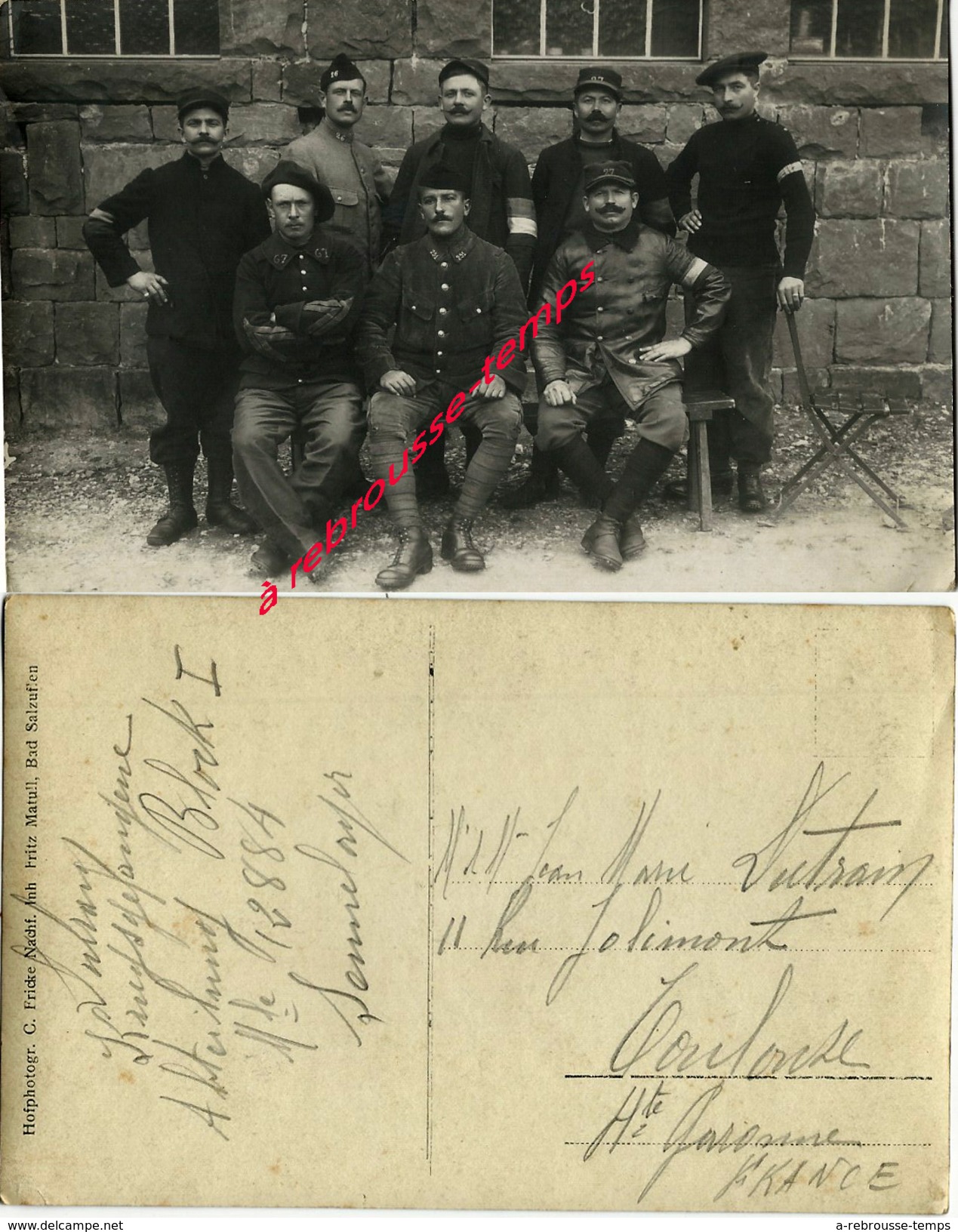 Carte Photo-prisonniers Entre Autres 67e Et 251e R-soldat DUTRAIN En Allemagne Envoi à Toulouse-photo C. Fricke- - Guerre, Militaire
