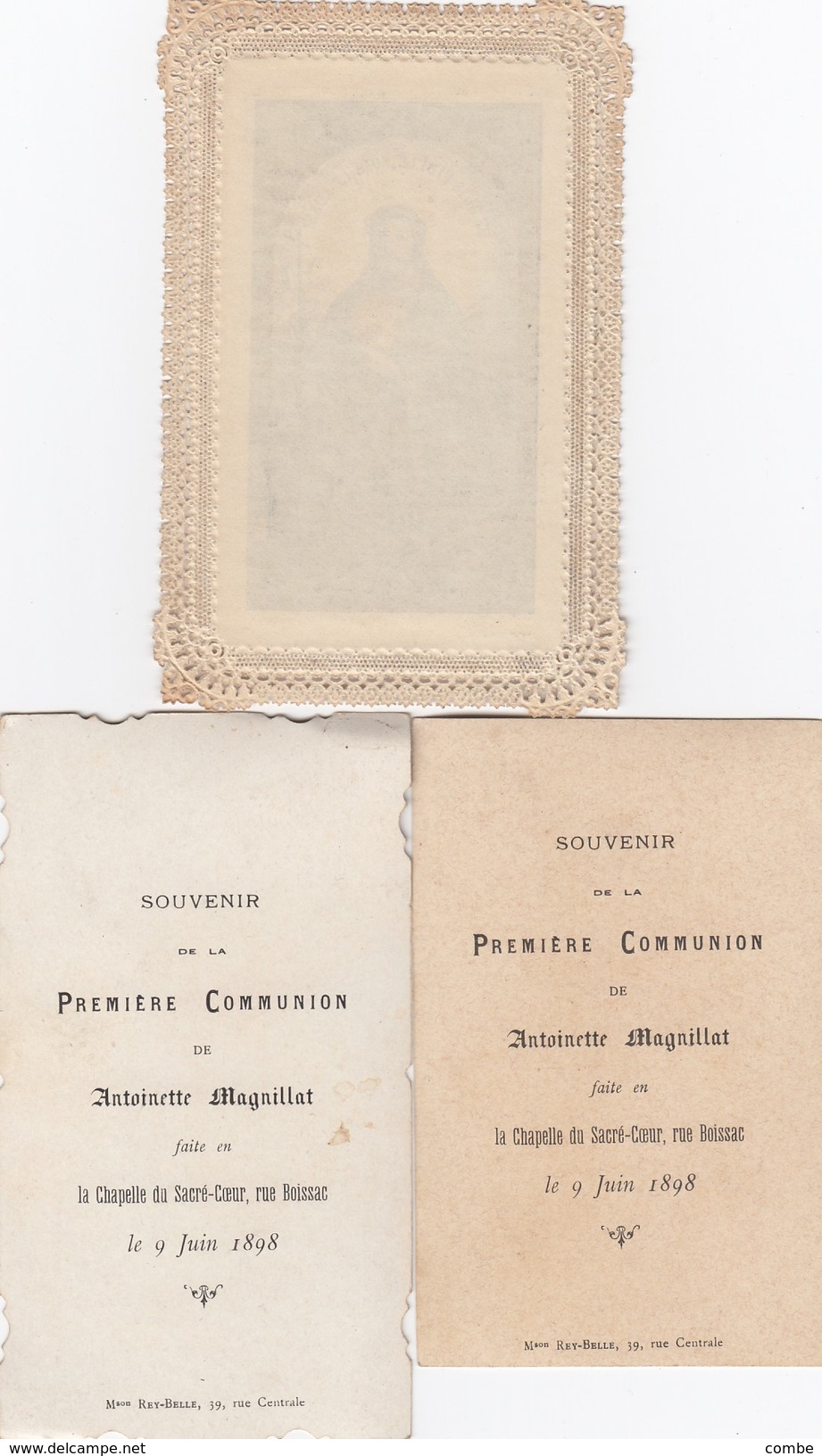 PREMIERE COMMUNION 1898.  MAGNIFIQUE CANIVET (LE CHRIST EN FILIGRANE COULEUR AU DESSUS DU CALICE). + 2 IMAGES. / 7696 - Religion & Esotérisme