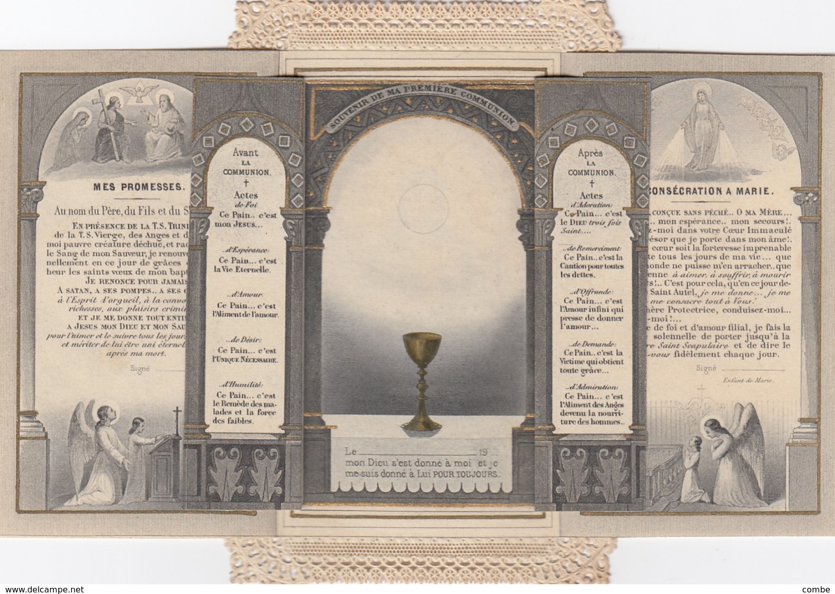 PREMIERE COMMUNION 1898.  MAGNIFIQUE CANIVET (LE CHRIST EN FILIGRANE COULEUR AU DESSUS DU CALICE). + 2 IMAGES. / 7696 - Religión & Esoterismo