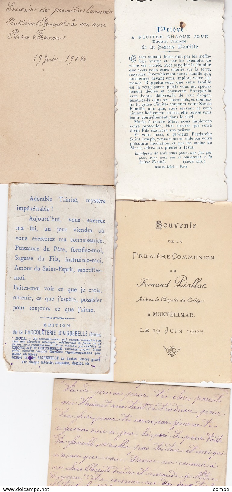 PREMIERE COMMUNION 1902. 4 IMAGES + LETTRE/ 7844 - Religion & Esotérisme