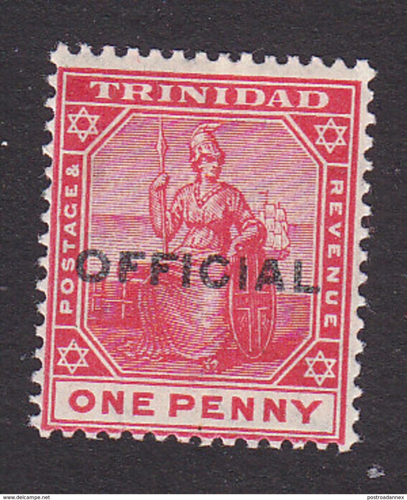 Trinidad, Scott #O9, Mint Never Hinged, Britannia Overprinted, Issued 1909 - Trinidad & Tobago (...-1961)