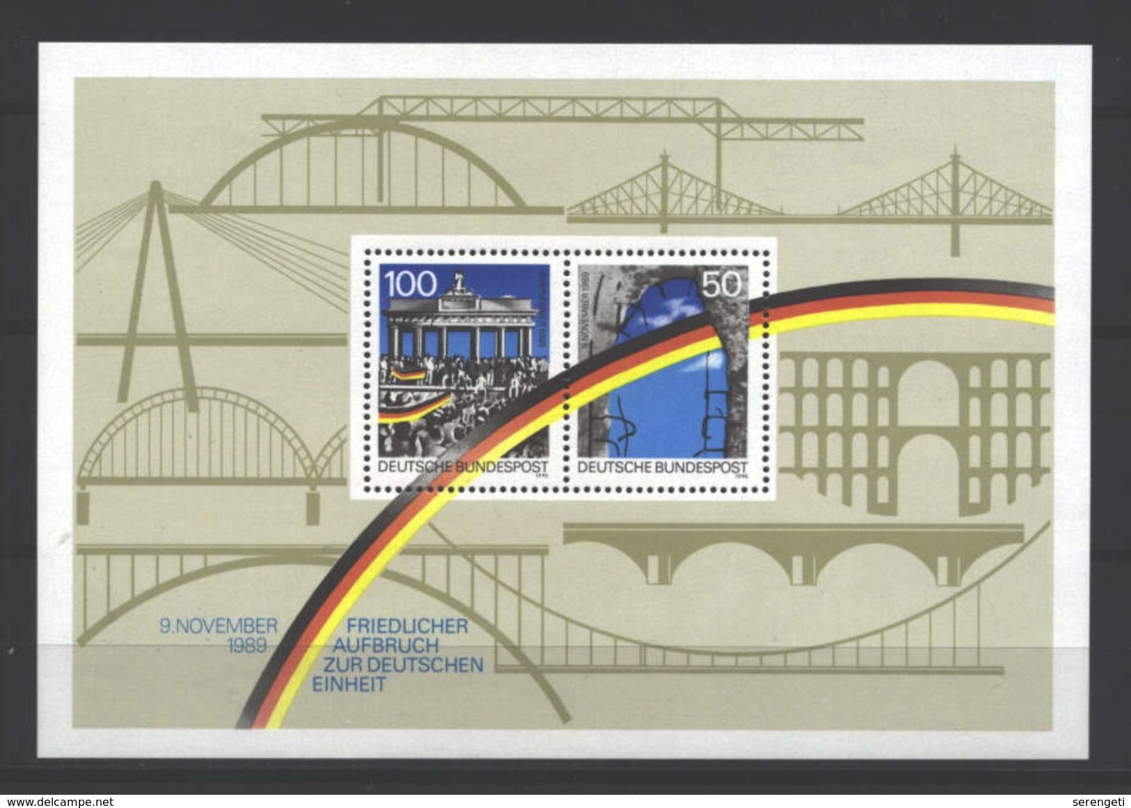 Deutschland Block 'Öffnung Der Berliner Mauer, Brücken' / Germany M/s 'Opening The Berlin Wall, Bridges' **/MNH 1990 - Bridges